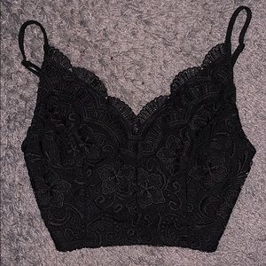 Black lace crop top